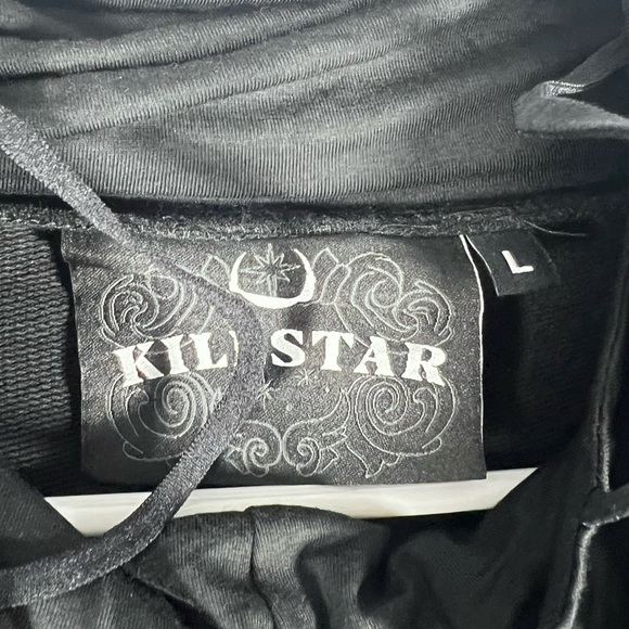 Killstar Orion Masked Strap clasp detail Sleeves emo goth unisex hoodie Large - Picture 7 of 11